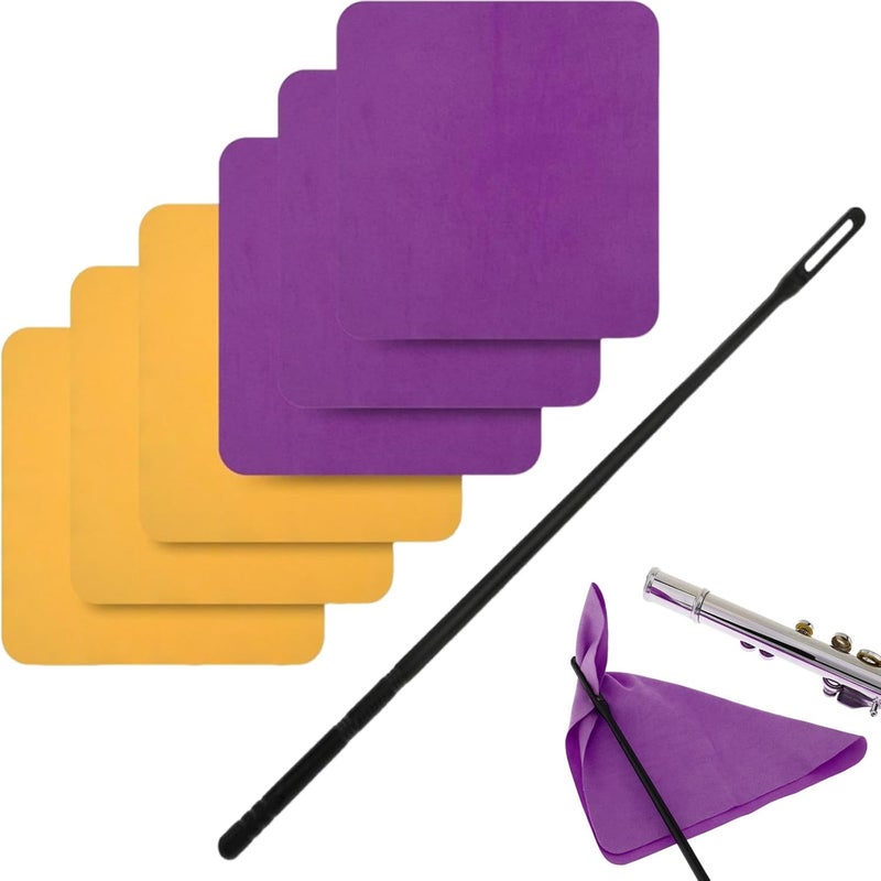 REMAGIC Flute Cleaner Care Cleaning Kit, Flute Cleaning Rod and Clothes, Flute Cleaning Rod Cleaning Swabs, Flute Cleaning Kit with 6 Microfiber Cleaning Clothes, Musical Instruments Polishing and Cleaning - Image 1